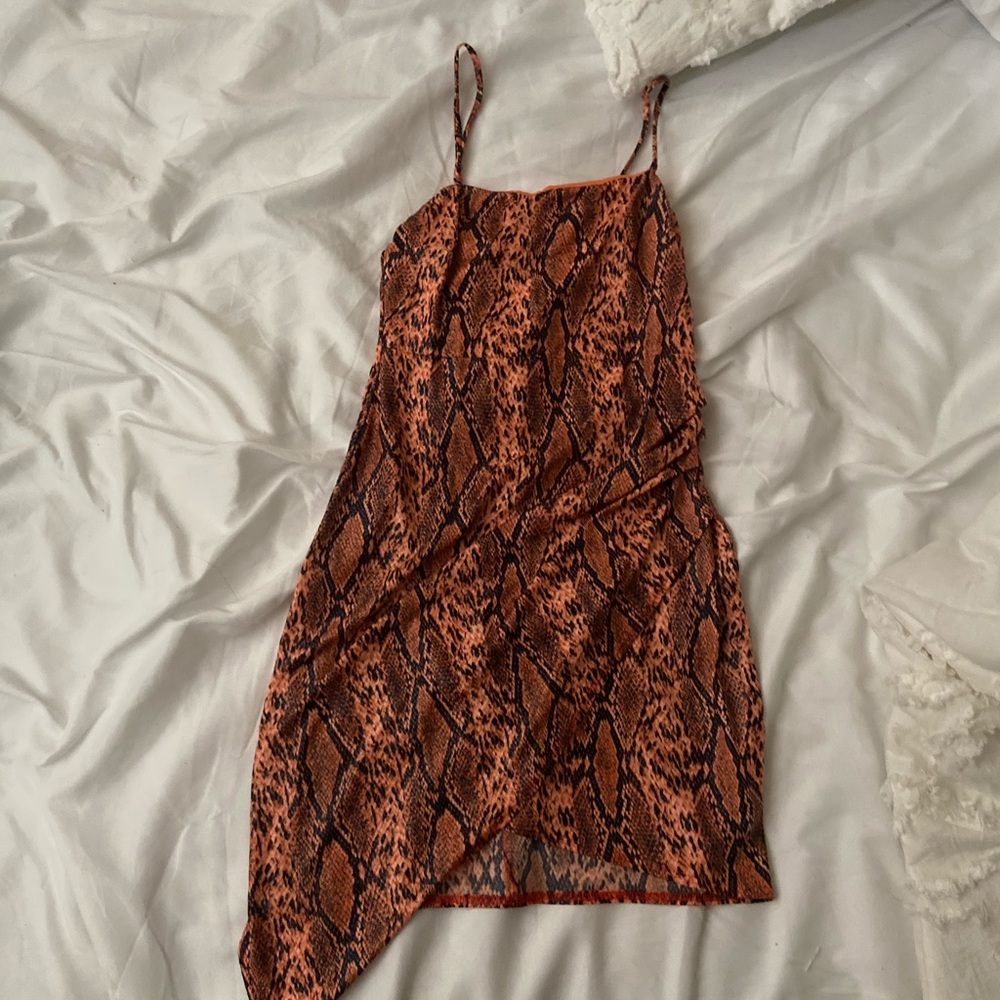 Orange snake print dress